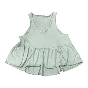 American Eagle Light Green Relaxed Peplum Ruffle Tank top S